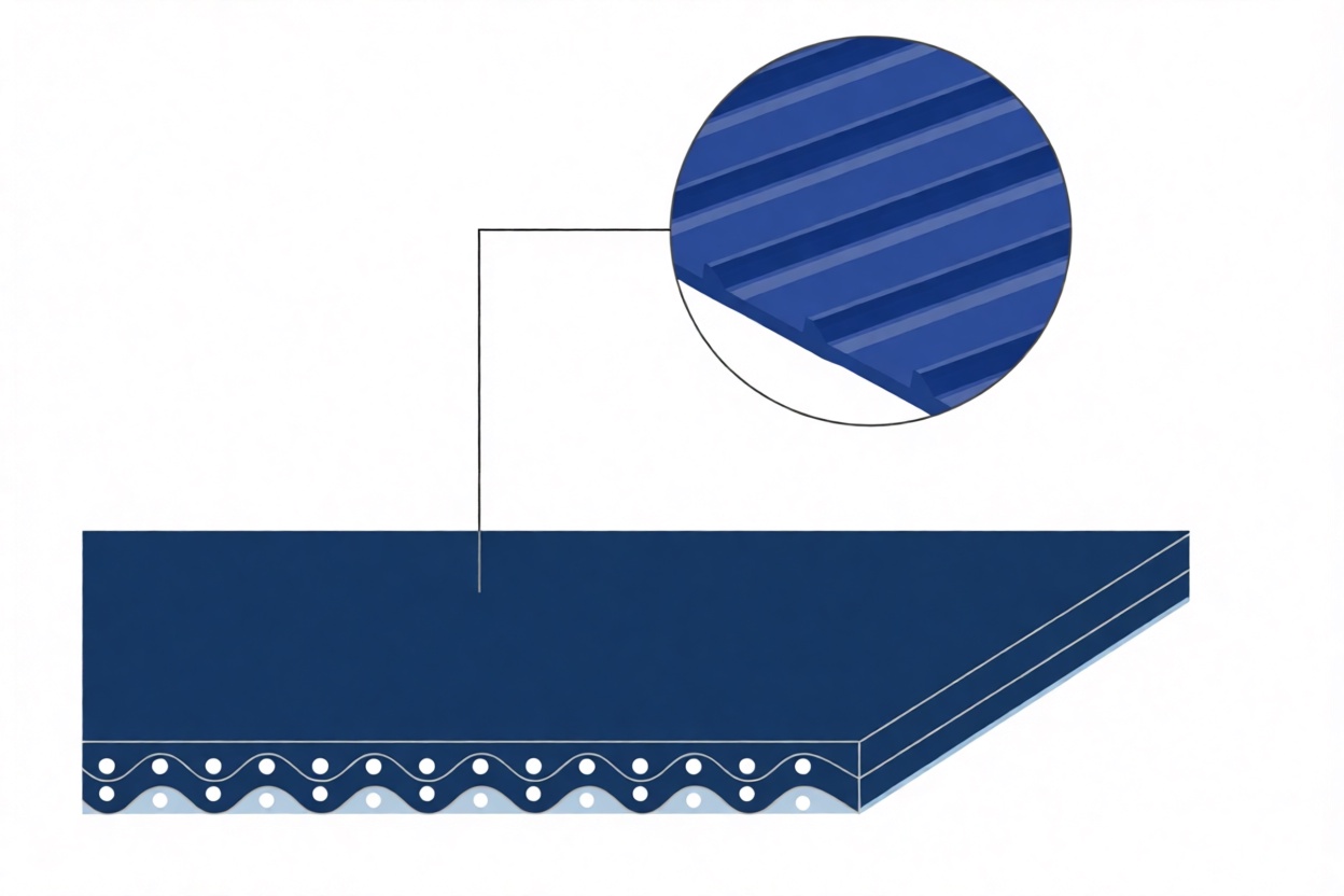 Конвейерная лента Chiorino 2M12 U0-U15 HP LT blue A — синяя, толщина 6,00 мм