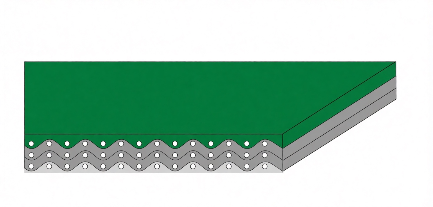 Конвейерная лента Chiorino 3M18 U0-V-U10 — зелёная, толщина 3,70 мм